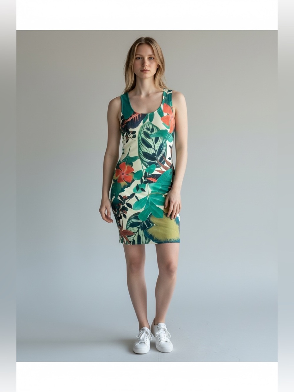 Tropical Print Bodycon Sleeveless Women’s Mini Dress Size Medium NWT
